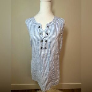 Tommy Bahama 100% Linen Lace-Up Tunic Tank – Size L